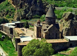 Geghard monastery, group tour to Armenia NCN)