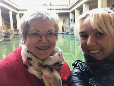 Gina and Katharine at Roman Baths, Bath, Somerset (KWY-NCN)