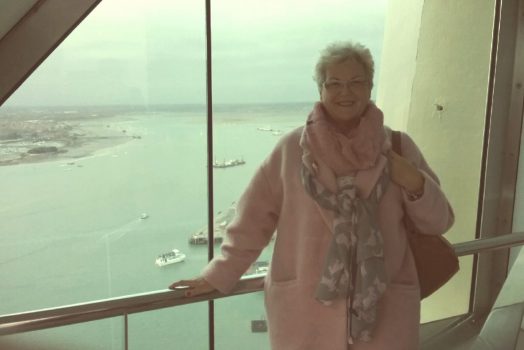 Gina at the Emirates Spinnaker Tower overlooking Portsmout