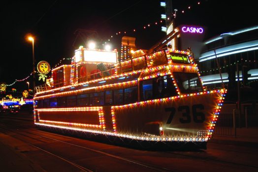 Illuminated trams in Blackpool