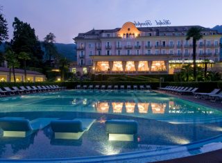 Hotel Simplon, Lake Maggiore, Italy - Outdoor Swimming Pool at night (NCN)