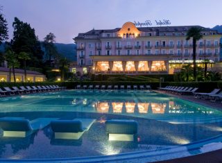 Hotel Simplon, Lake Maggiore, Italy - Outdoor Swimming Pool at night (NCN)