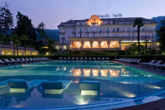 Hotel Simplon, Lake Maggiore, Italy - Outdoor Swimming Pool at night (NCN)