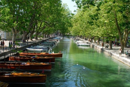 Lake Annecy, France - Boats and River © C. MaxOT Lac D'Annecy