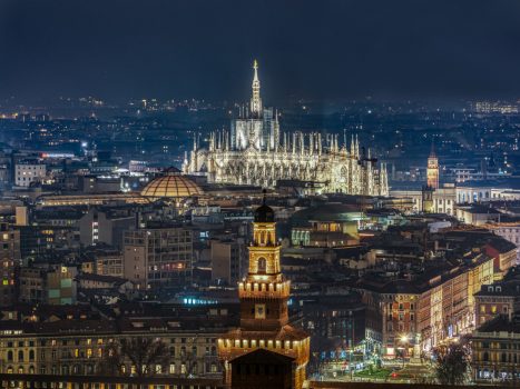 Milan and Duomo Cathedral from the Branca Tower