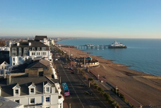Overlooking Eastbourne pier, bandstand and beach
