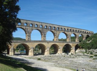 Pont Du Gard, an ancient Roman aqueduct crossing the Gardon River in the South of France