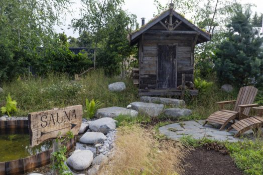 RHS Hampton Court Place Flower Show, Surrey - The Viking Cruises Nordic Lifestyle Garden, designed by Stephen Hall © RHS, Neil Hepworth