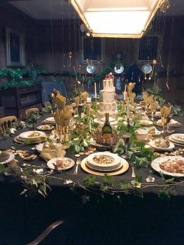 Tissington Hall, Tissington, Derbyshire - Table set for Dinner 