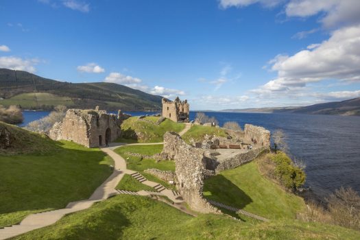 Urquhart Castle, Scotland - Urquhart Castle and Loch Ness beside the village of Drumnadrochit