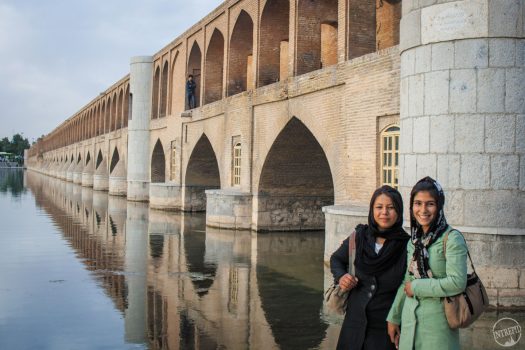 Isfahan Si-o-seh pol bridge with local girls