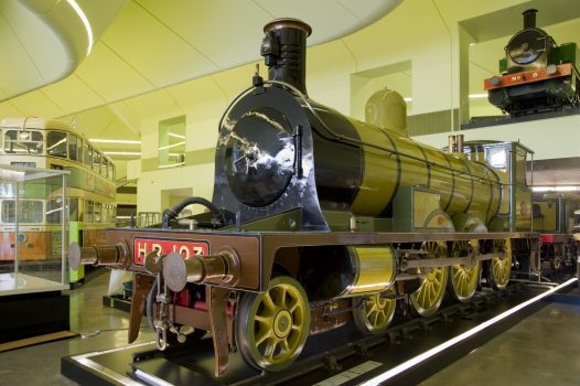 Old steam train inside Glasgow's riverside museum